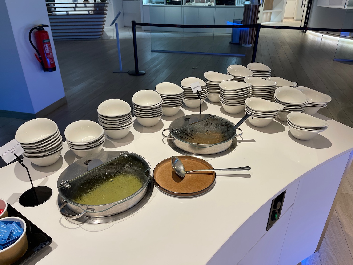 a table with many plates and bowls