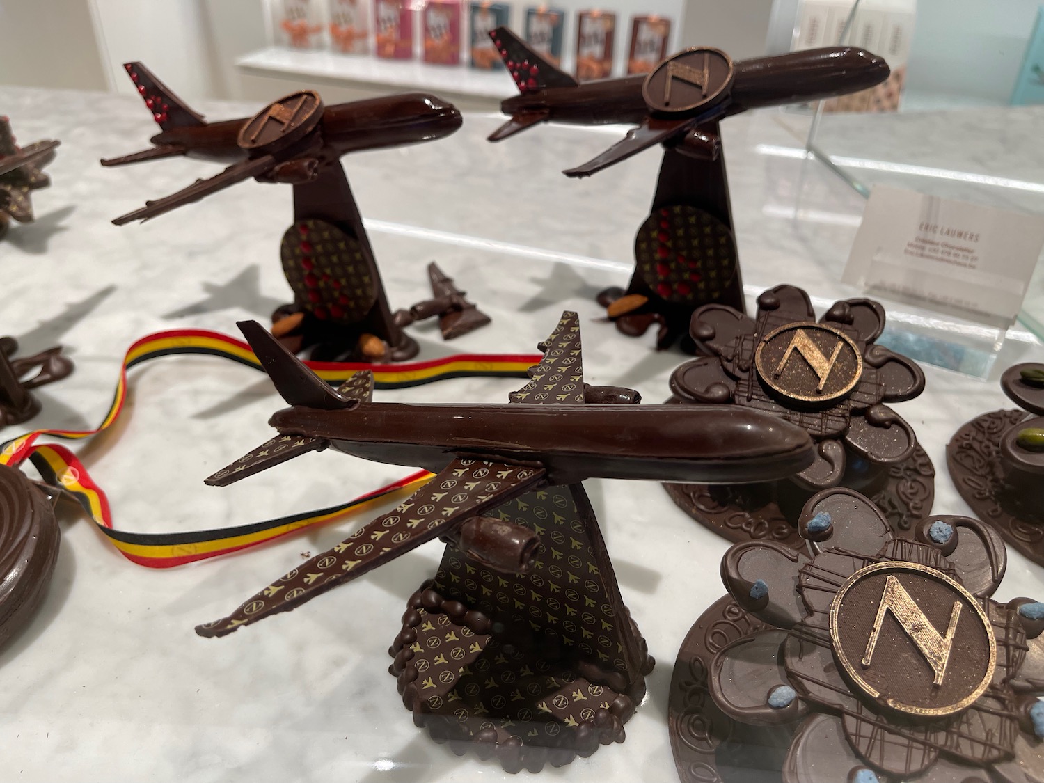 chocolate airplanes on a table