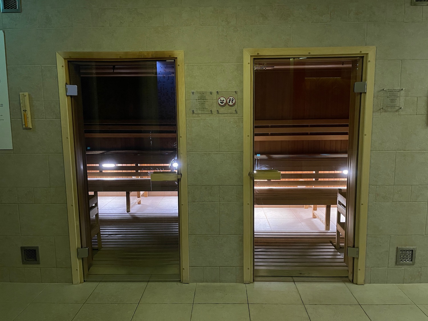 two doors of a sauna