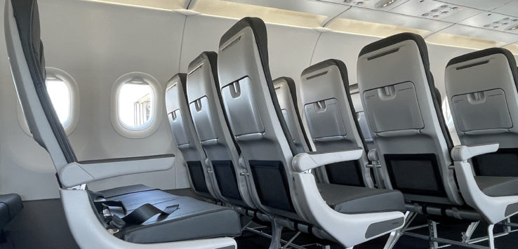 a row of seats in an airplane