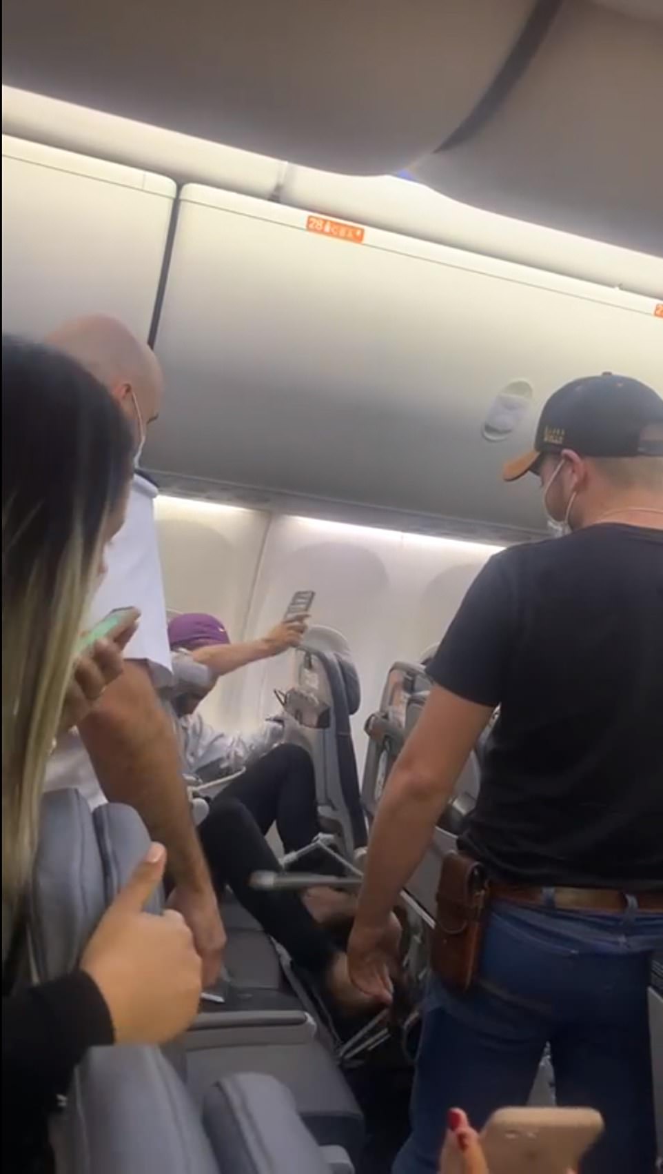 a group of people on an airplane