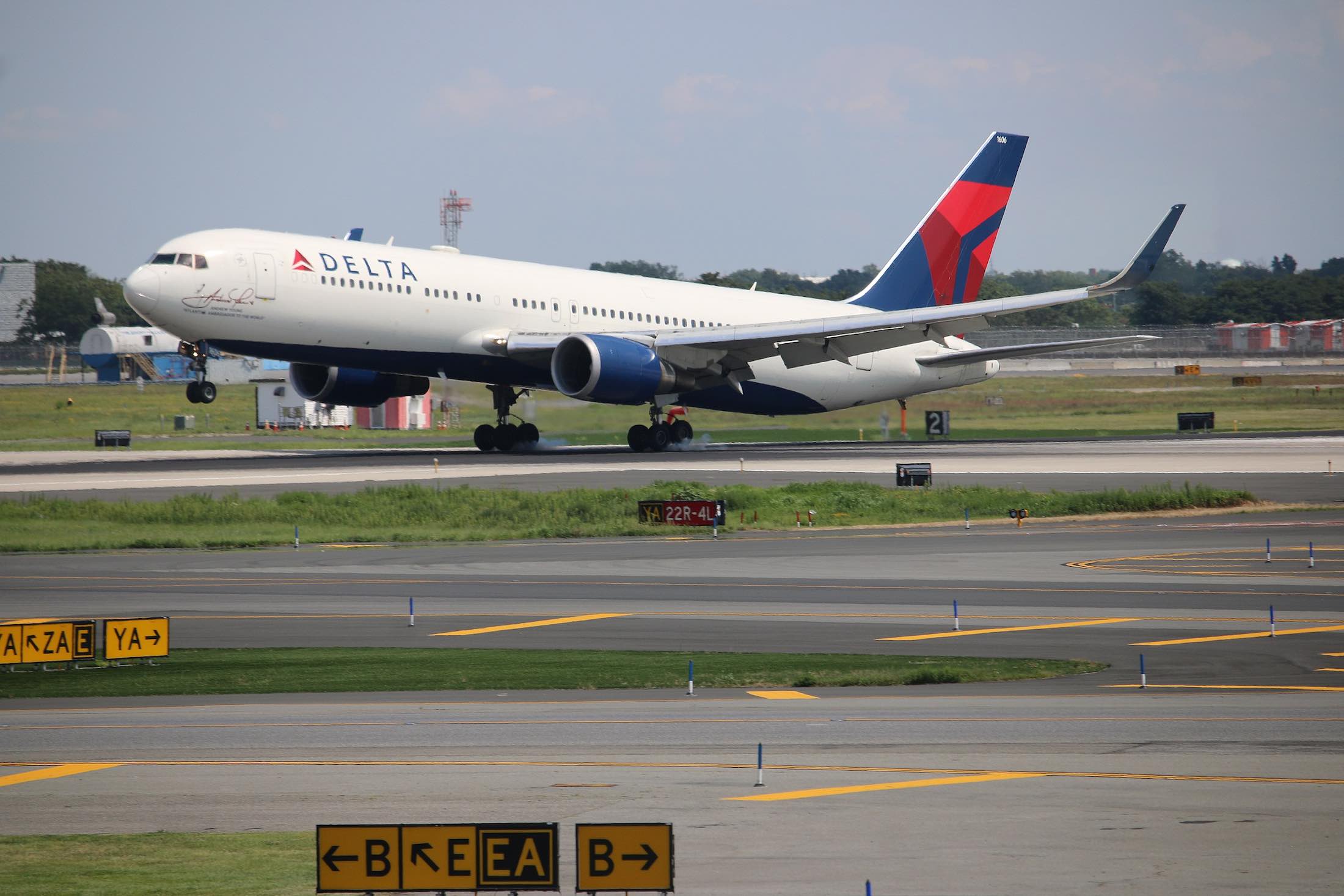 a plane on the runway