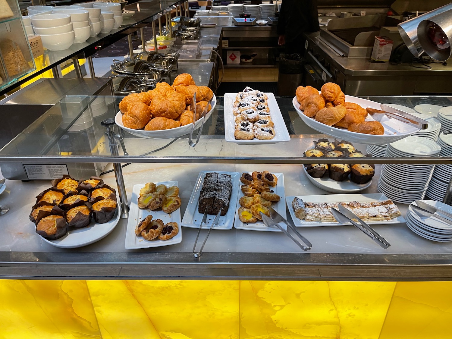 a display of pastries on a counter