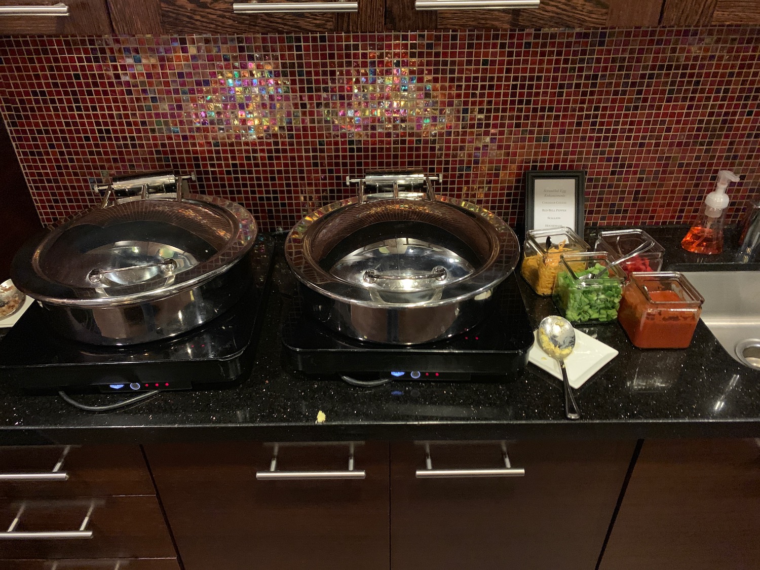 a two pans on a counter