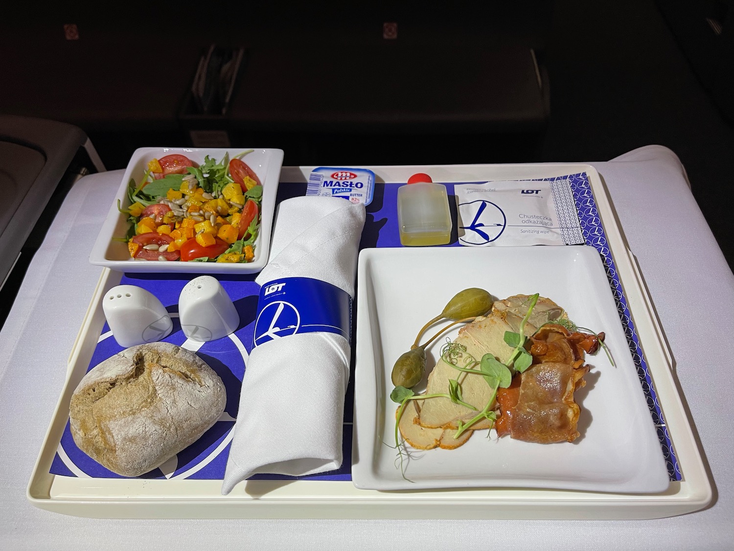 a tray with food on it