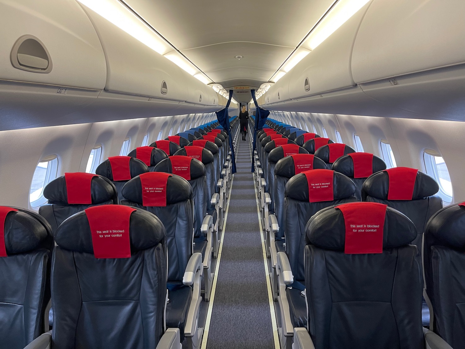 a row of seats on an airplane