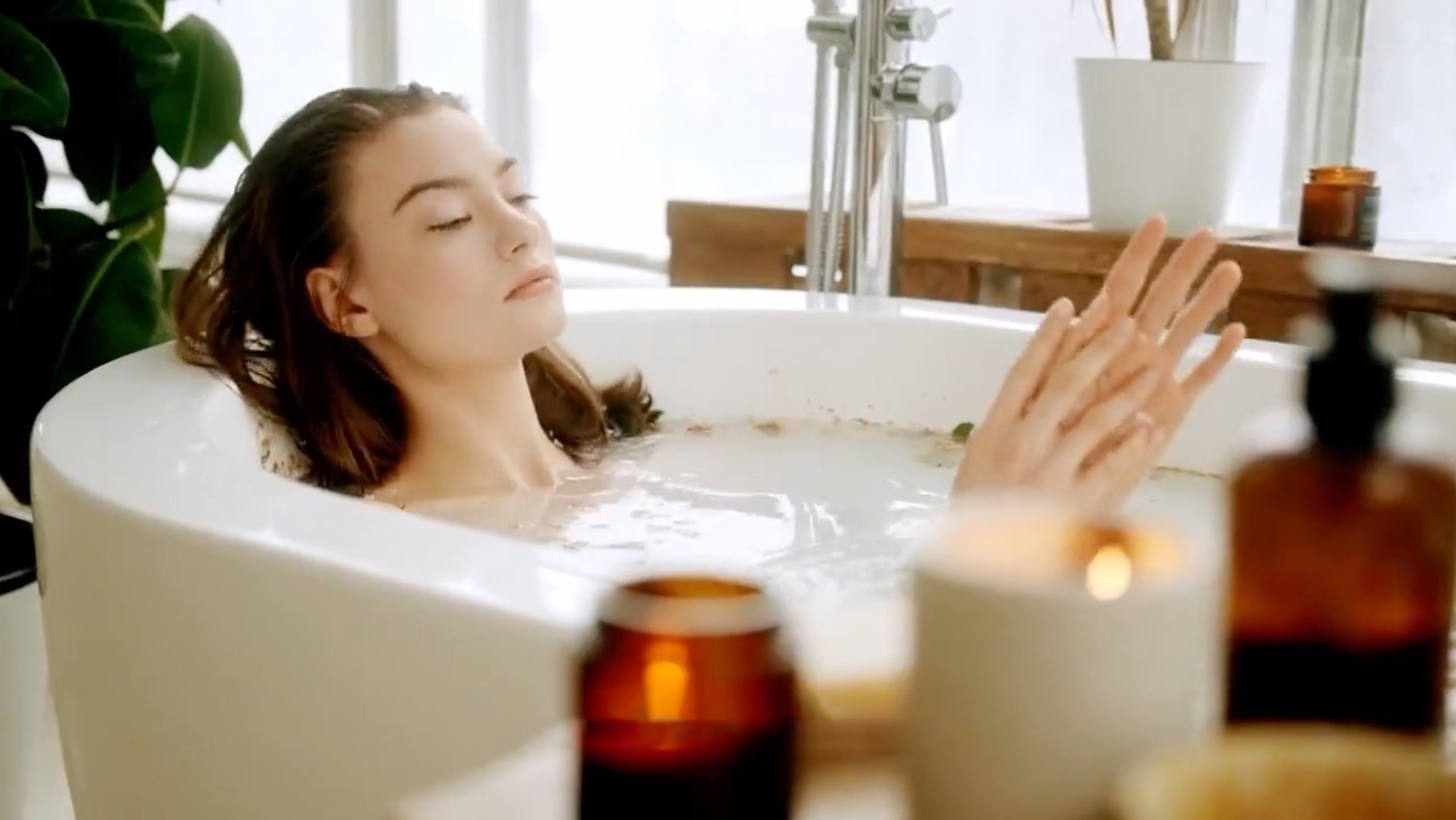 a woman in a bathtub