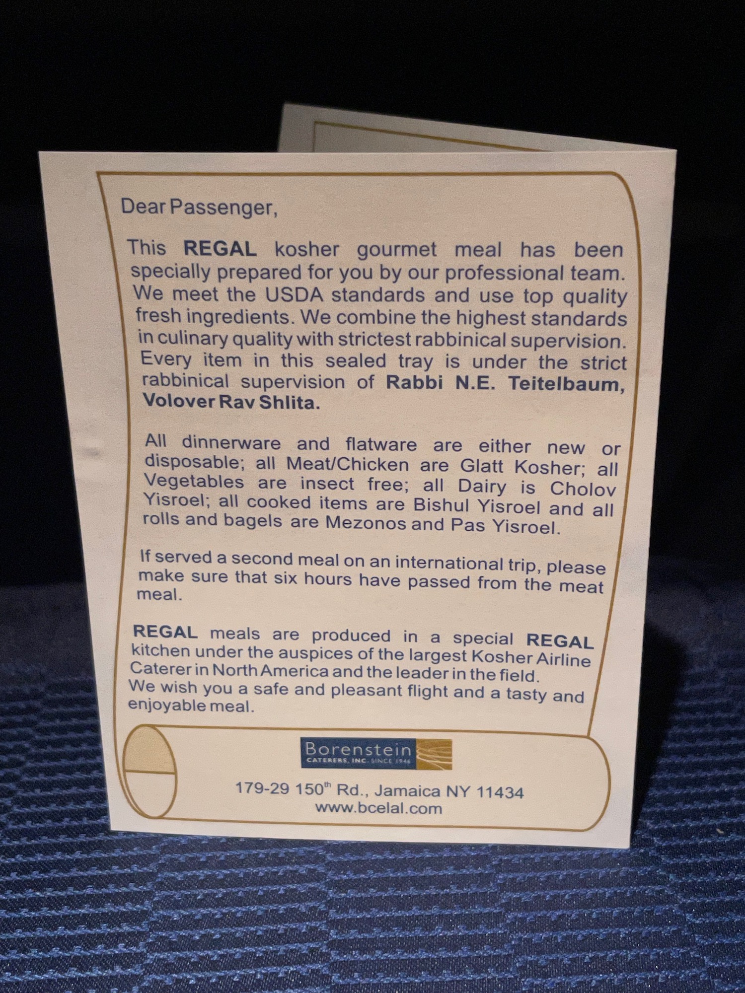 a white and blue card with text