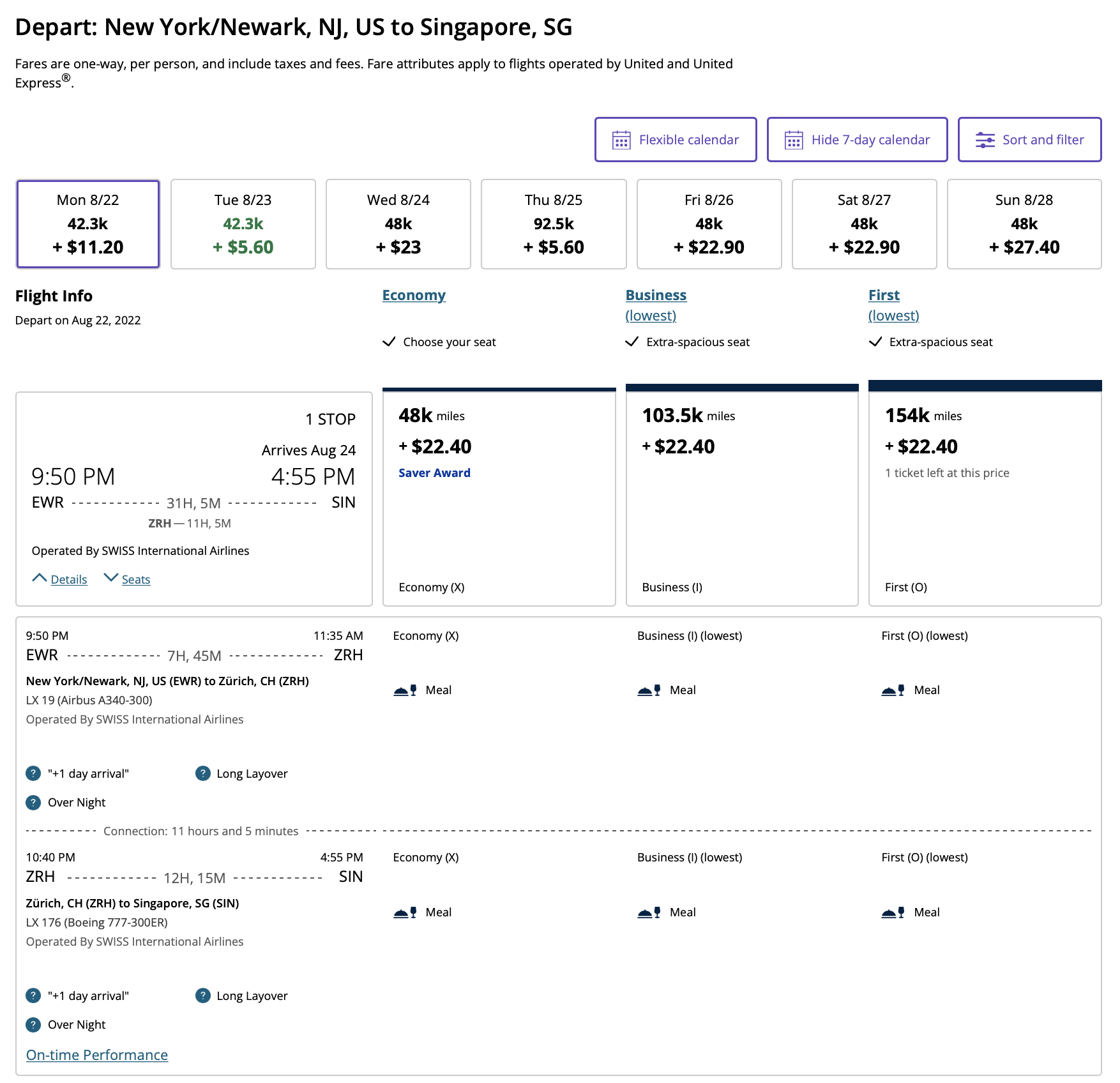 a screenshot of a flight schedule