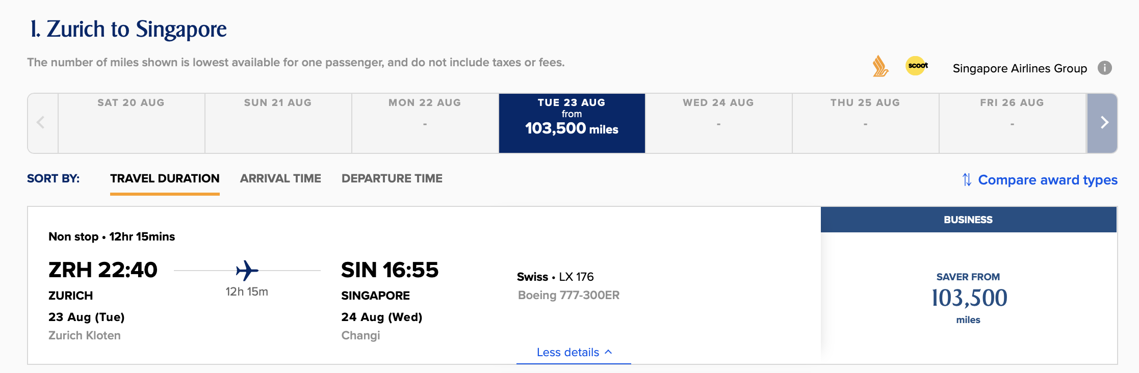 a screenshot of a flight schedule