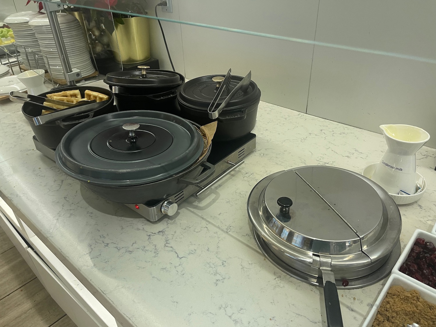 a pans on a counter