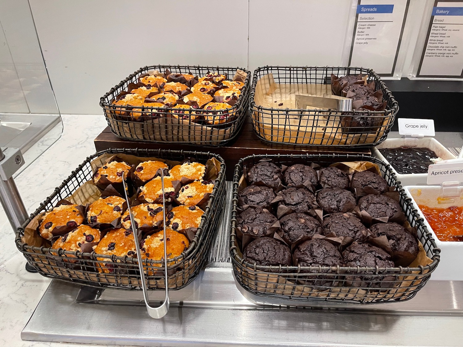 a group of baskets of muffins