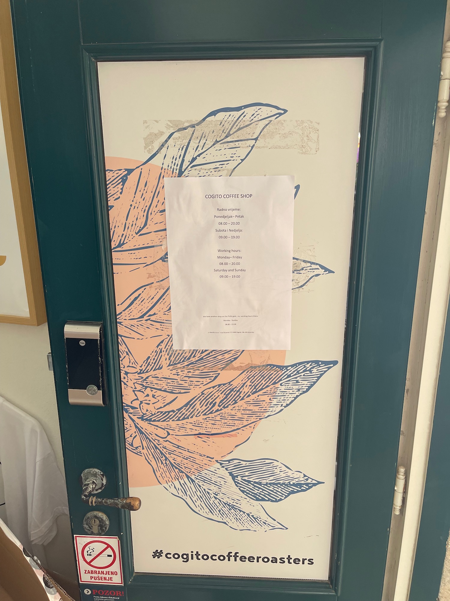 a door with a piece of paper on it