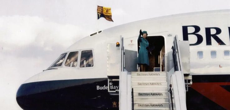 a woman standing on a plane