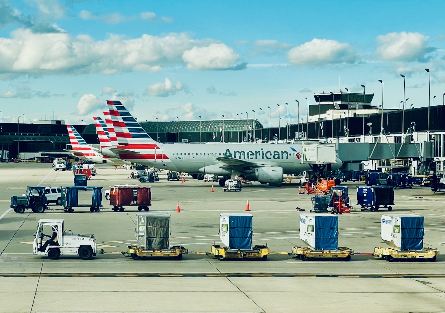 an airplane parked at an airport