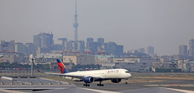 a plane on the runway