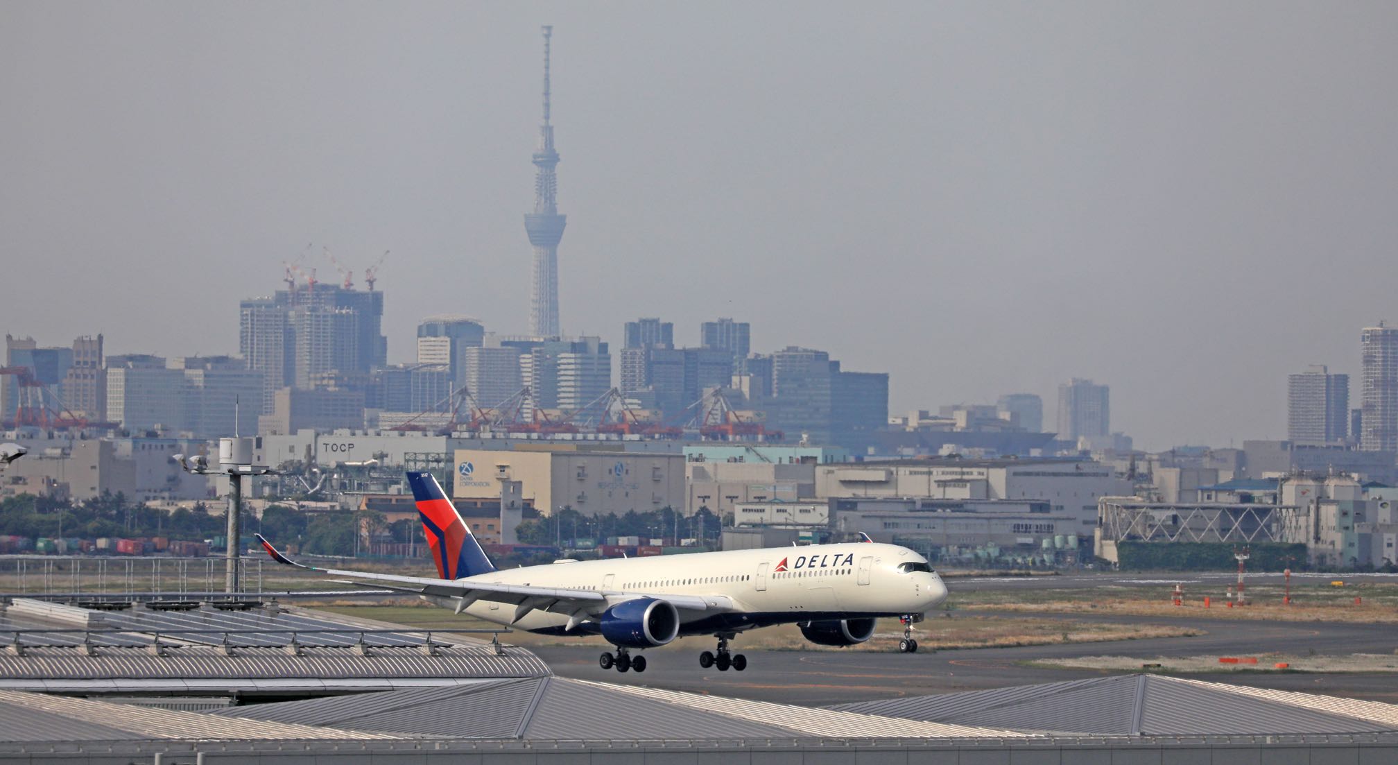 a plane on the runway