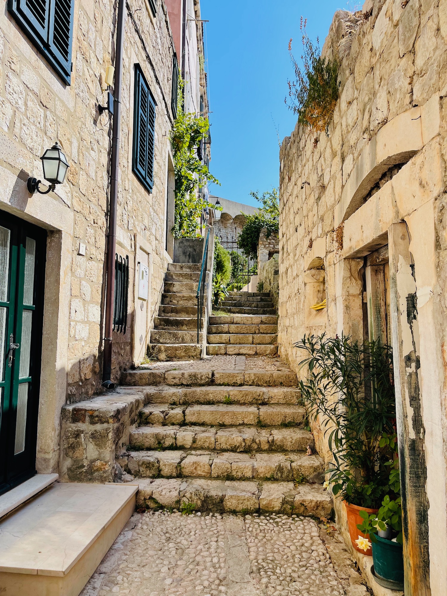 stone stairs in a courtyard