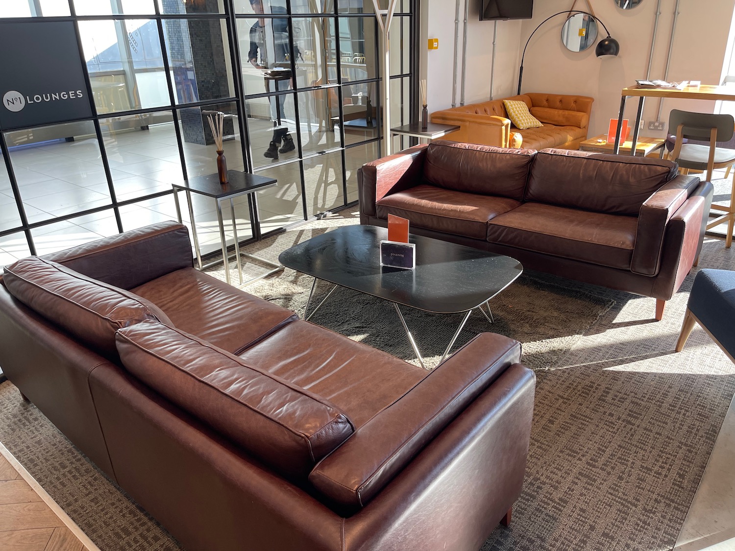 a couches and a coffee table in a room