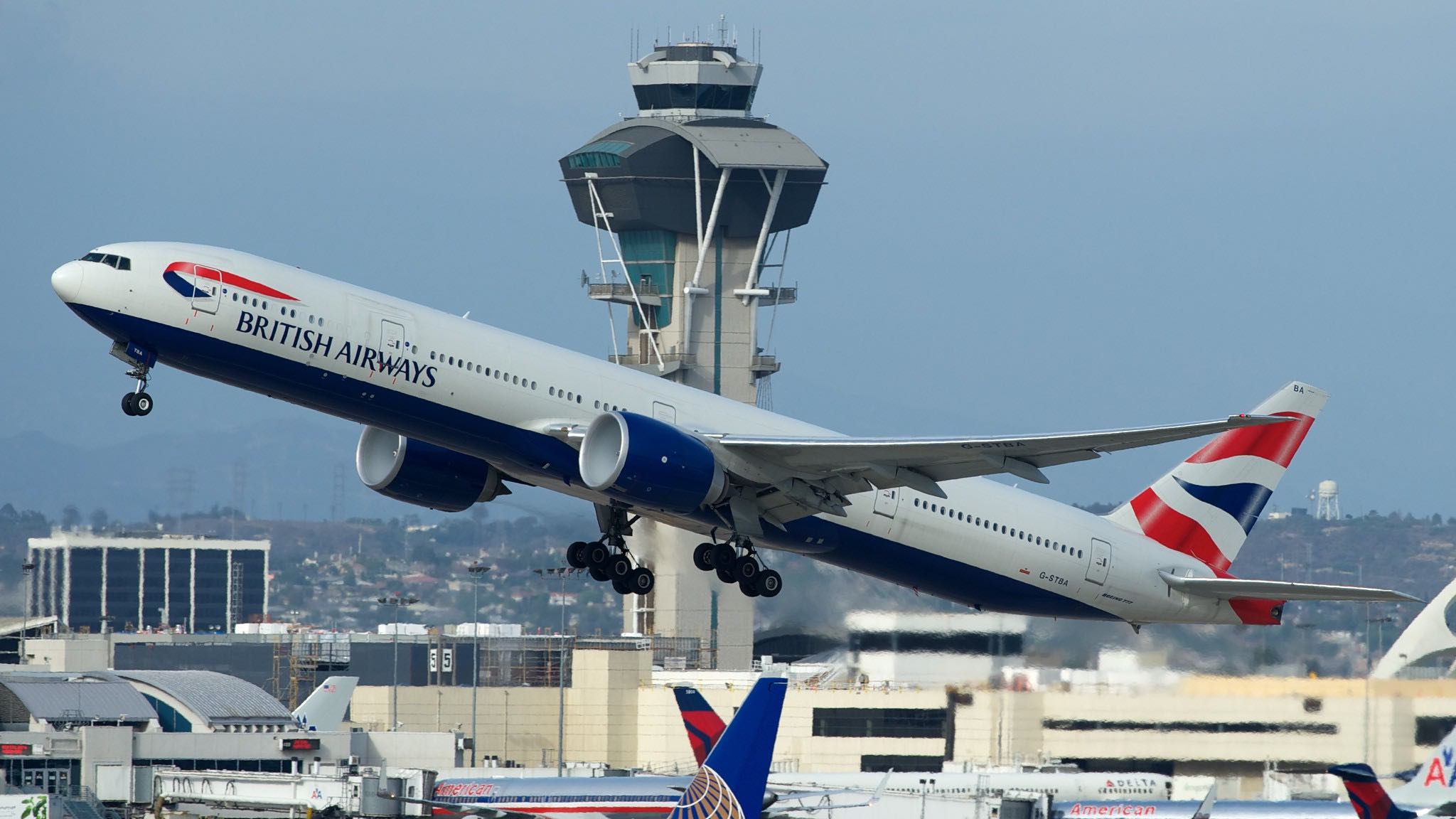 a plane taking off from an airport