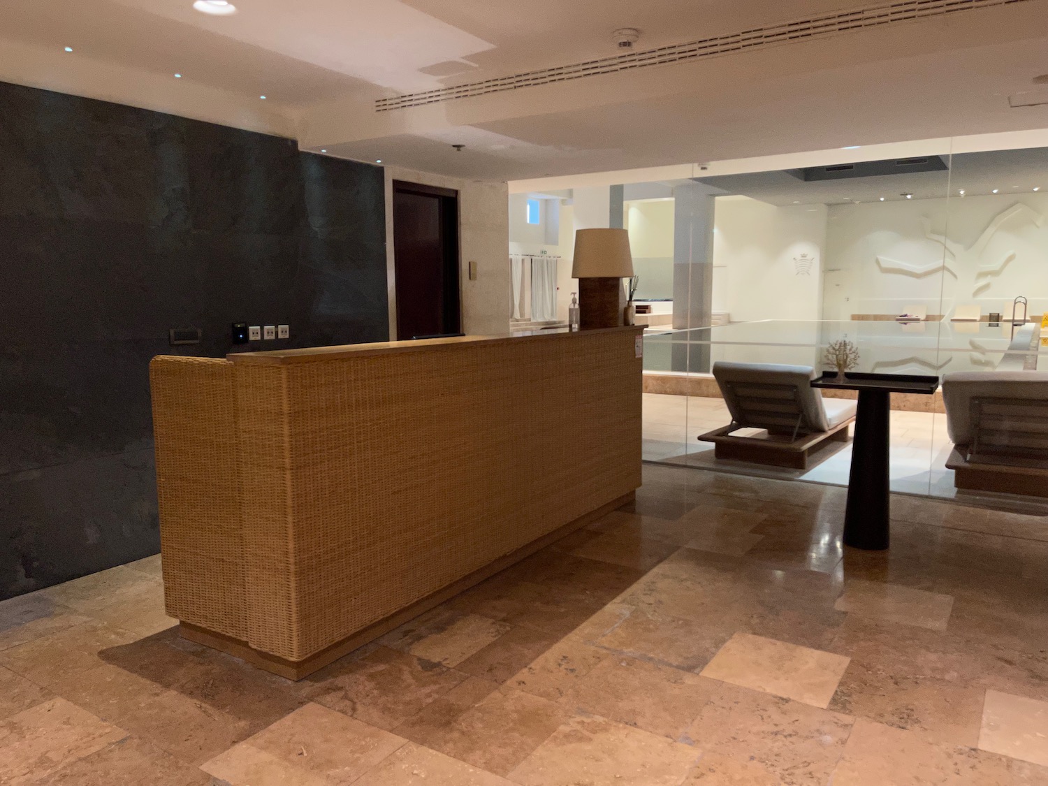 a reception desk in a room