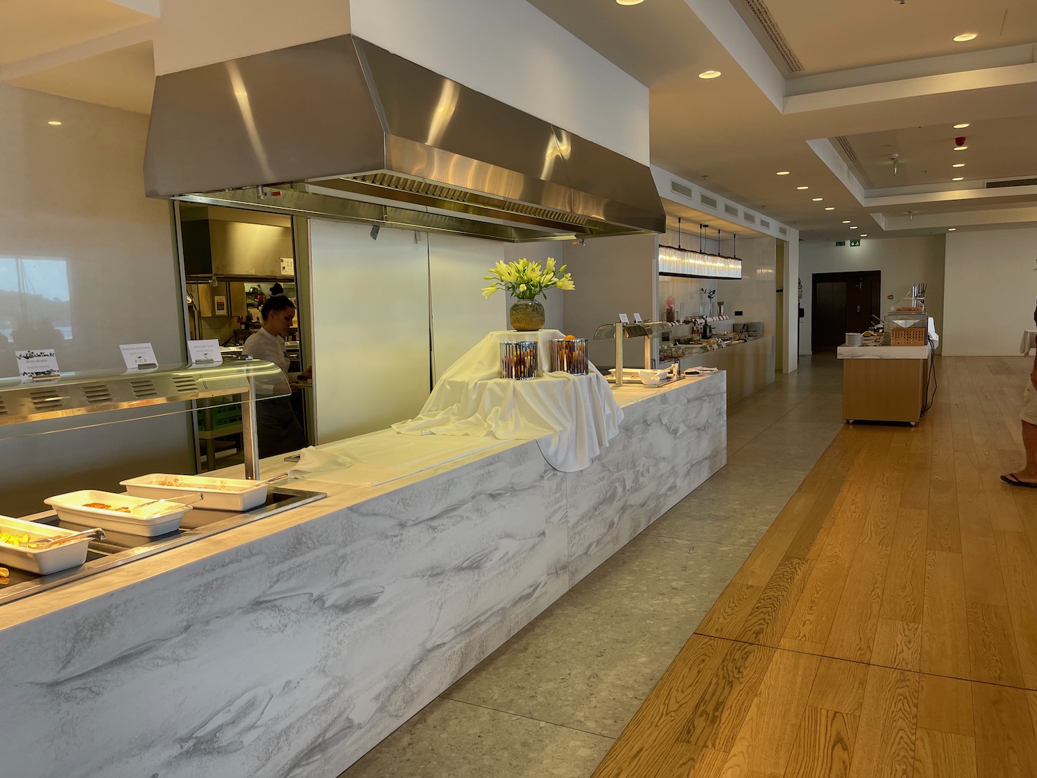 a buffet line in a restaurant