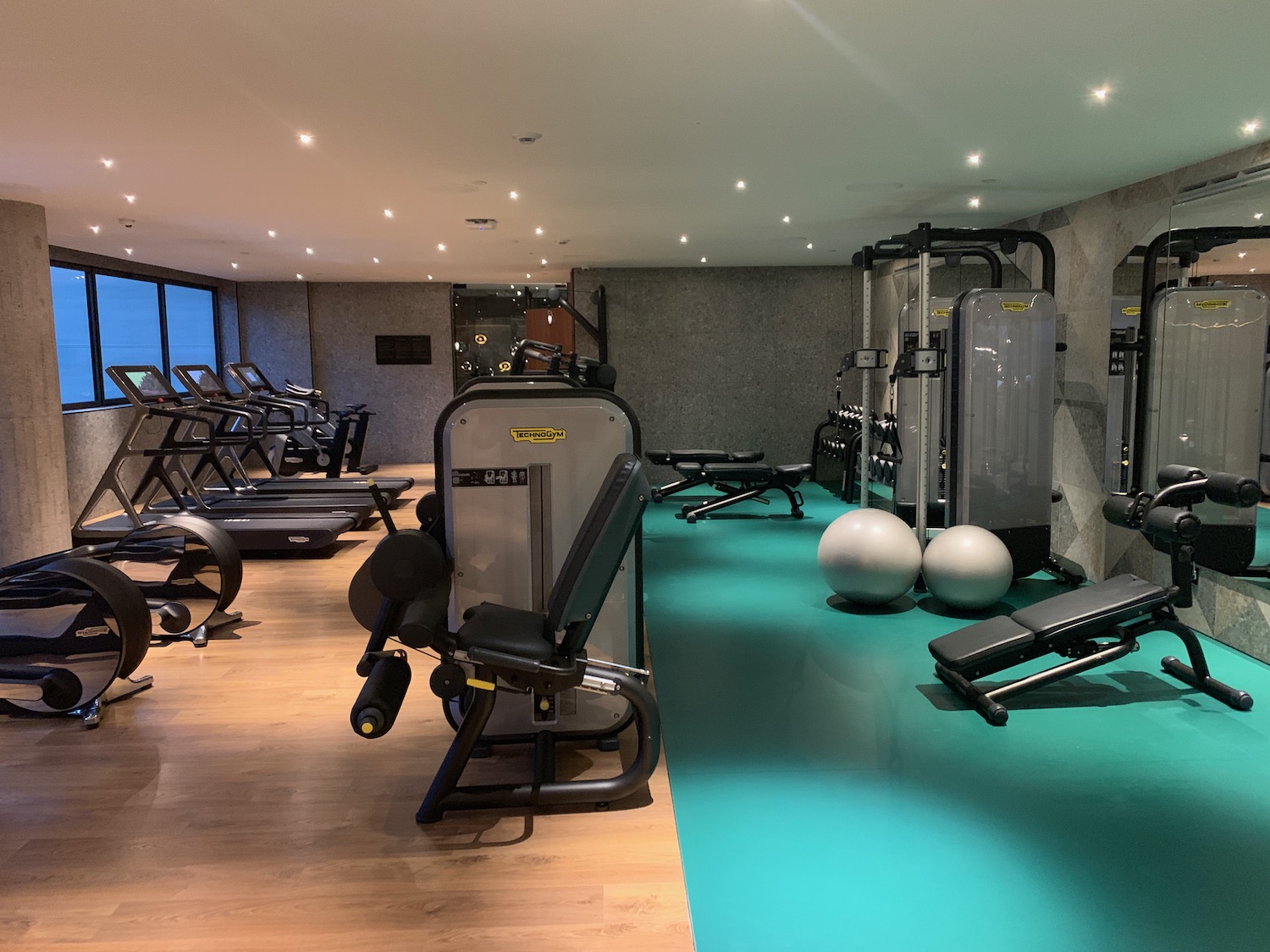 a gym with exercise equipment