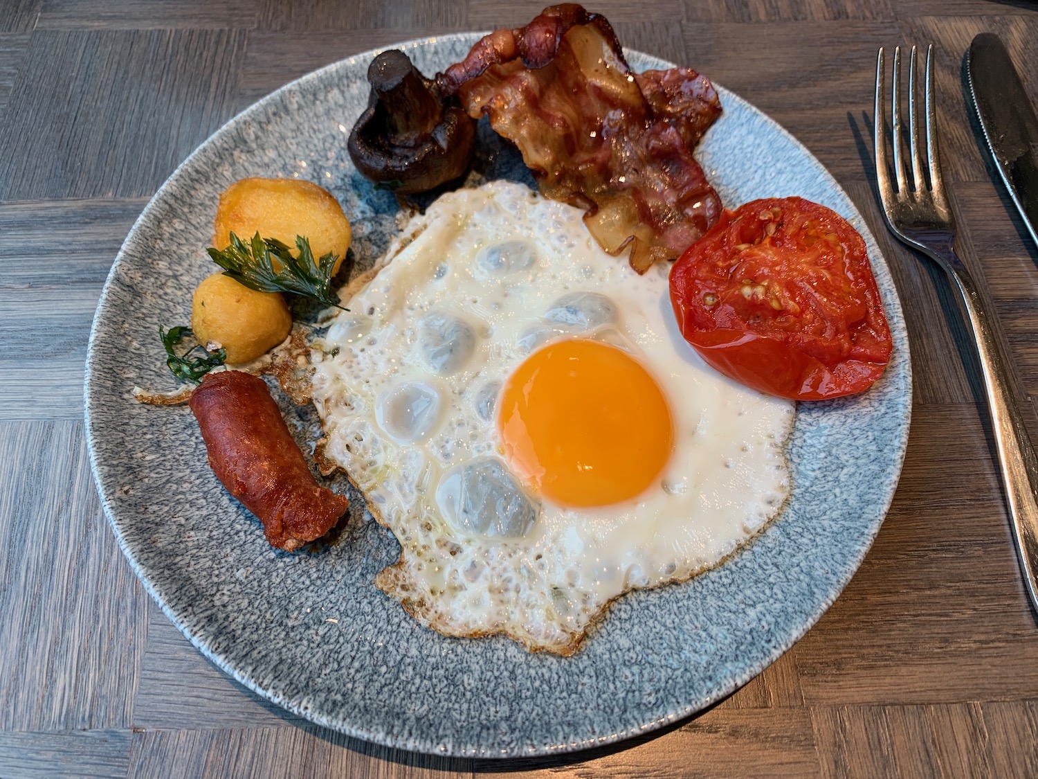 a plate of food with a fork