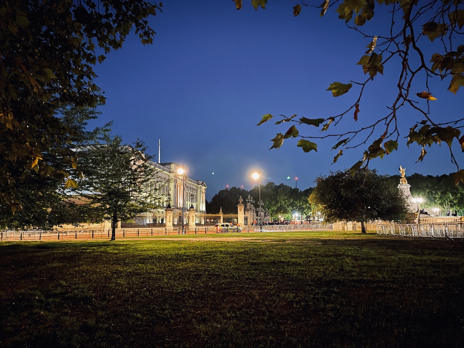 a large building with lights on it