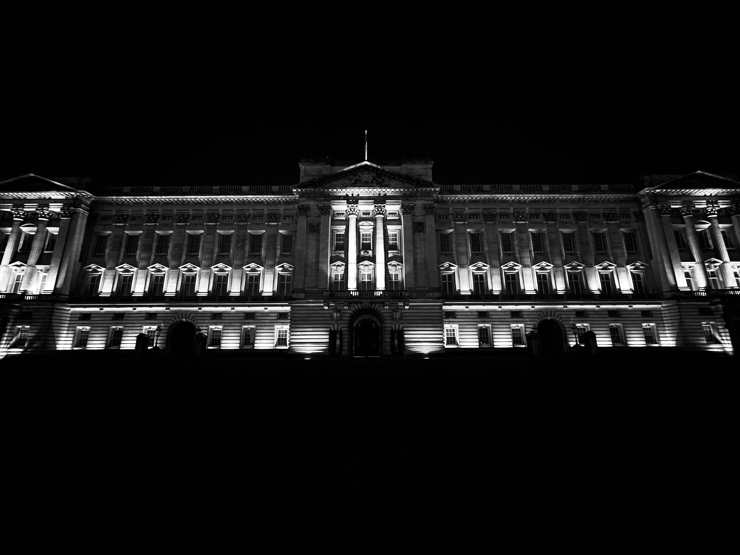 a building with lights on it at night