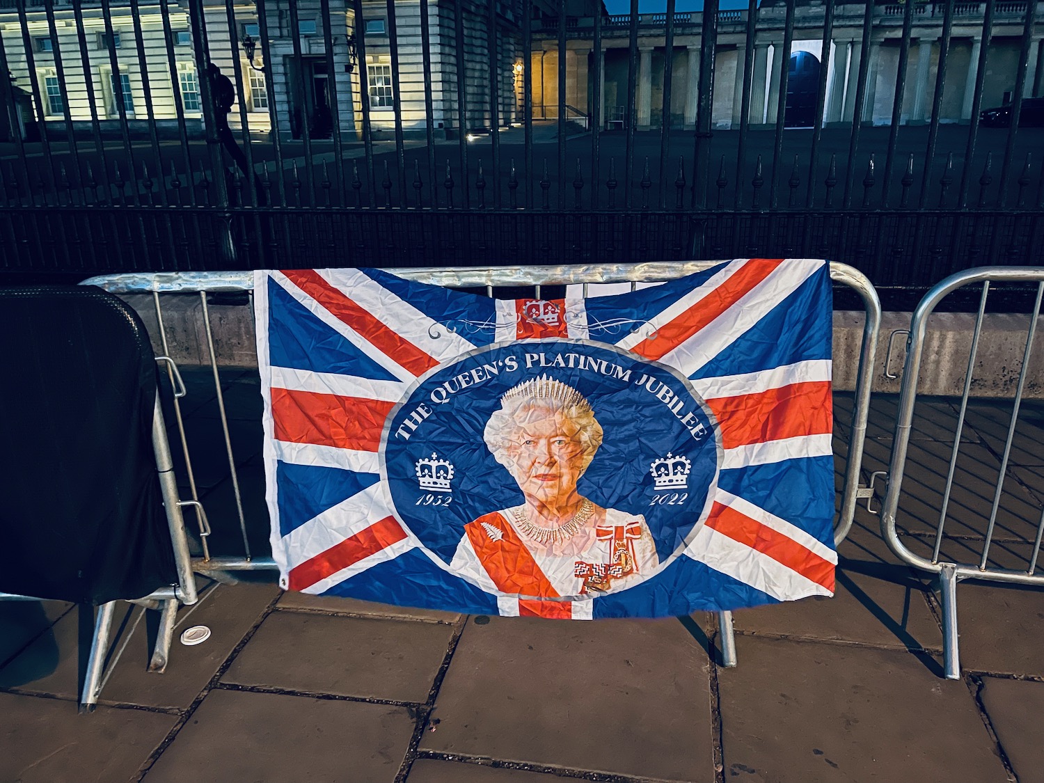 a flag on a fence