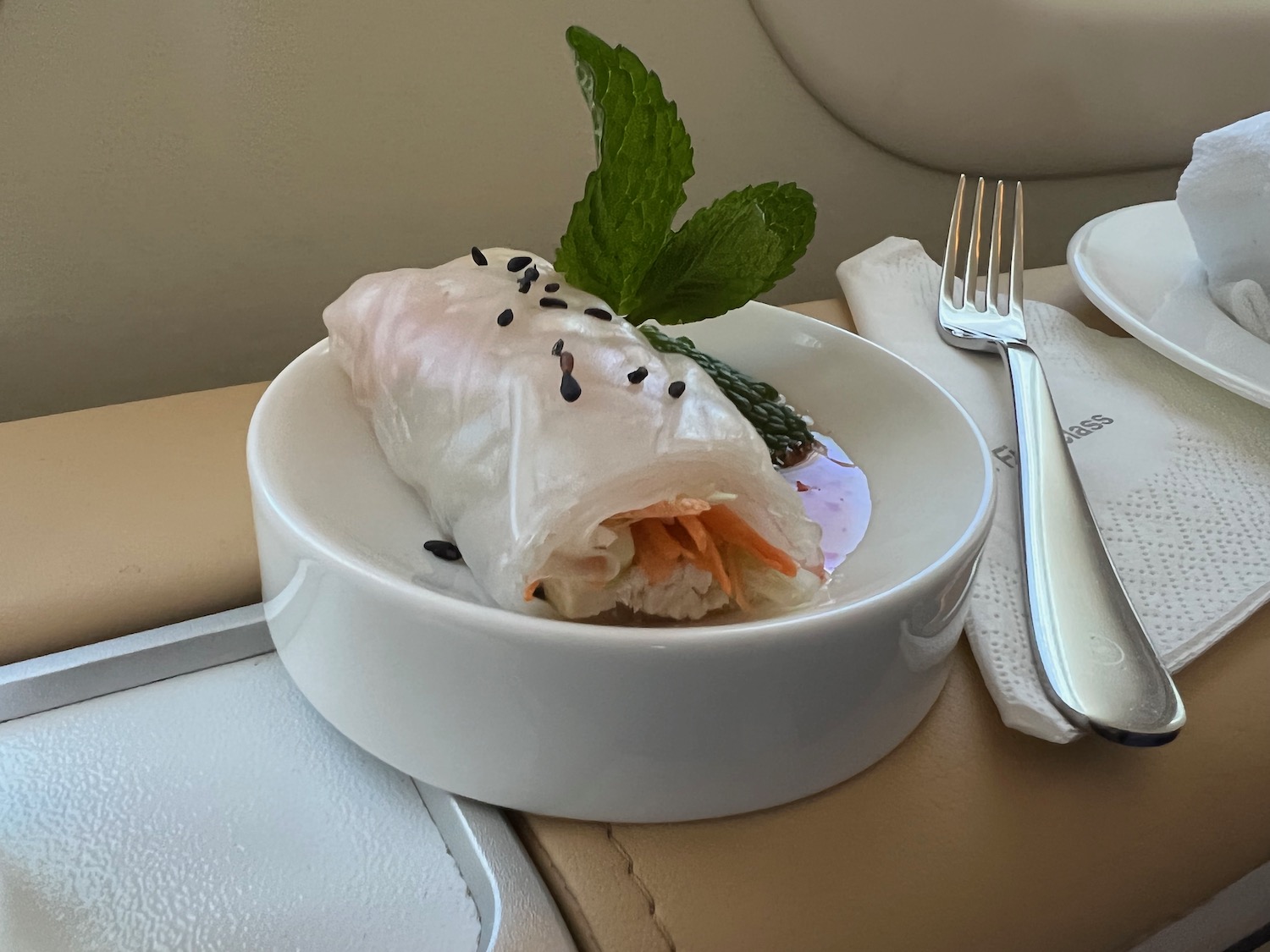 a plate of food on a tray