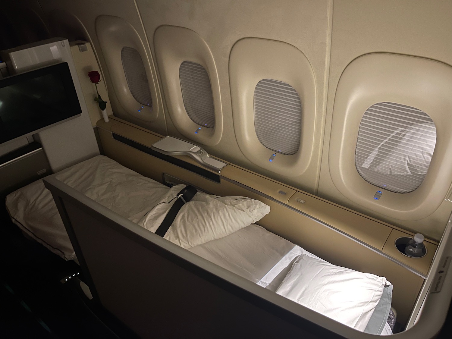 a bed in an airplane