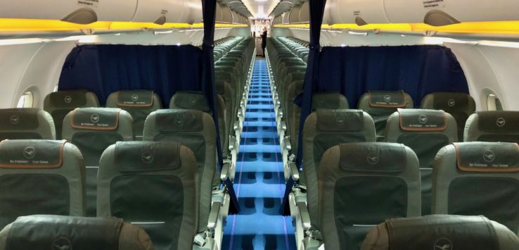 a row of seats in an airplane