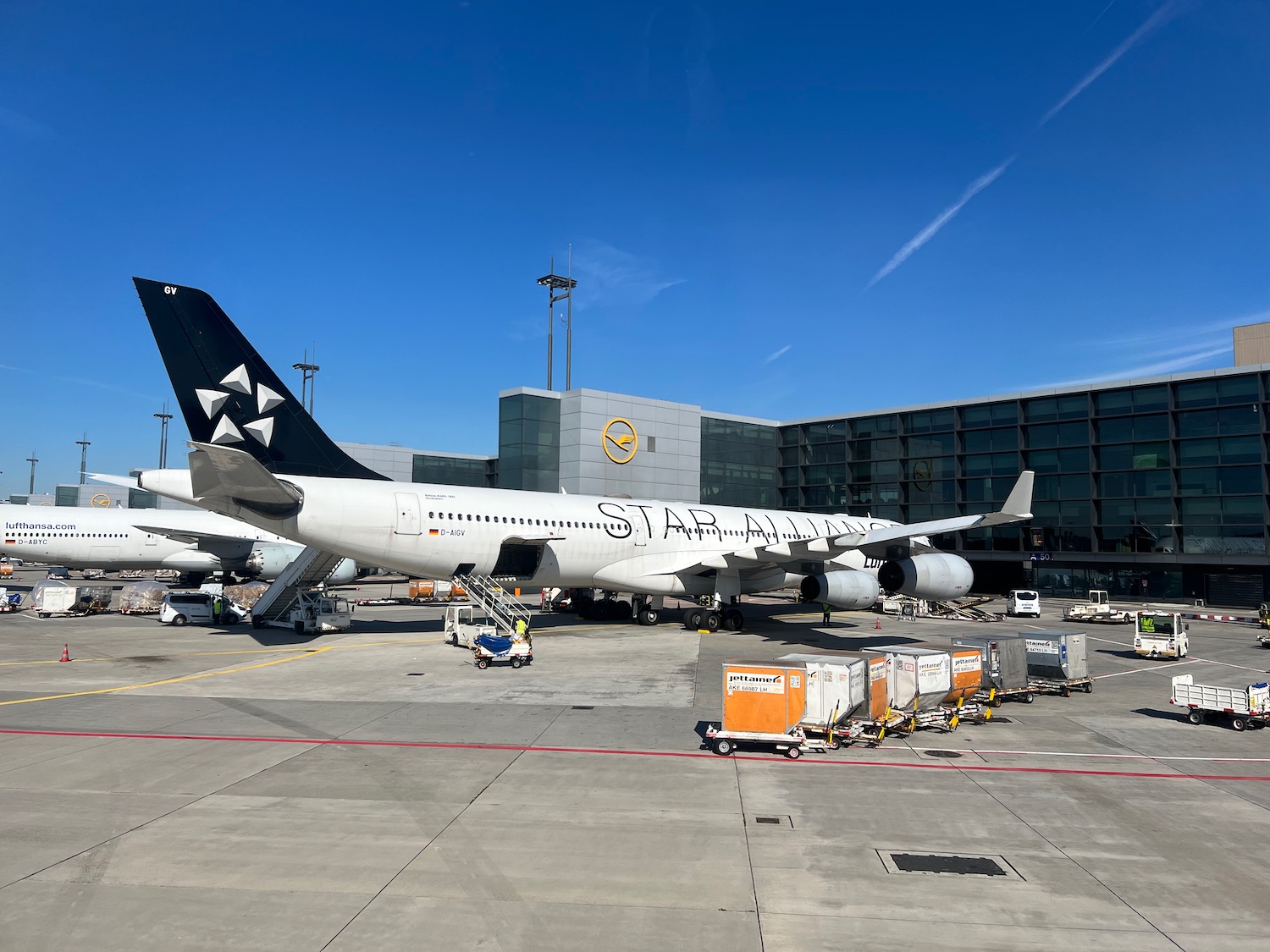 a large airplane parked at an airport