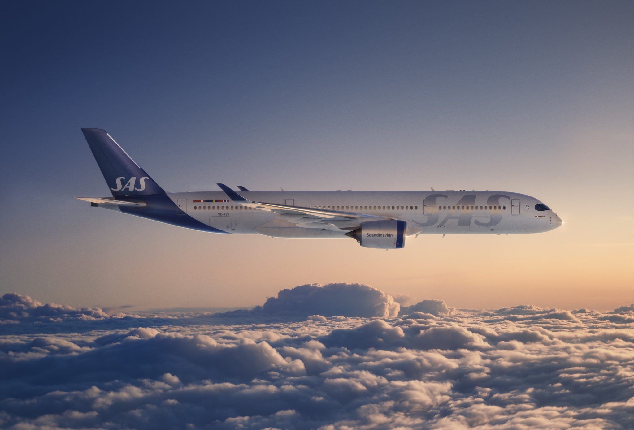 a plane flying above the clouds