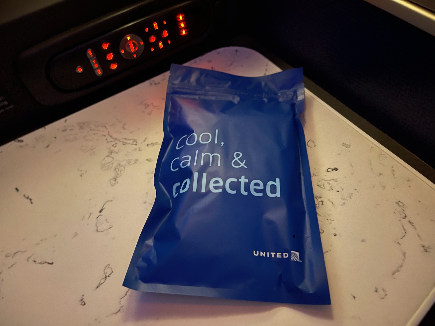 a blue bag on a counter