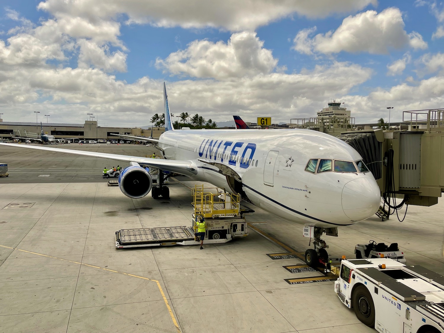 a plane parked at an airport