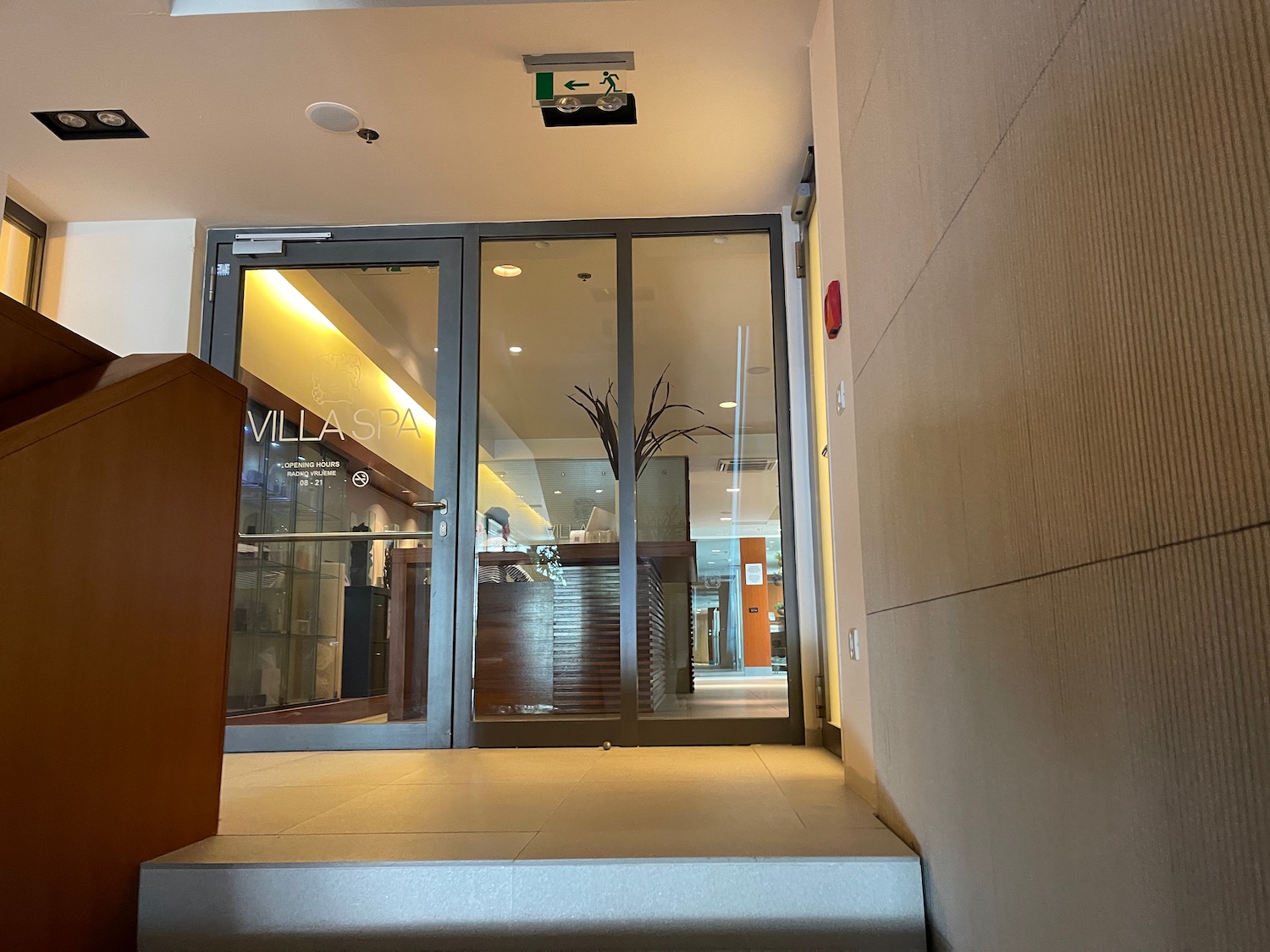 a glass doors in a building