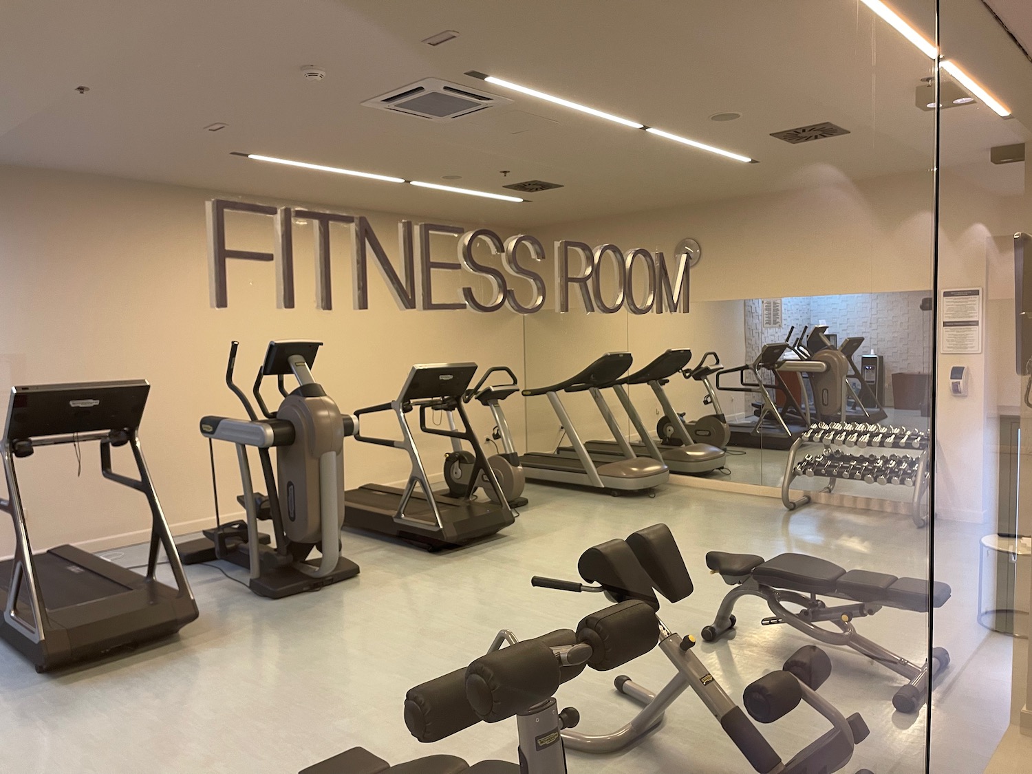 a room with exercise equipment