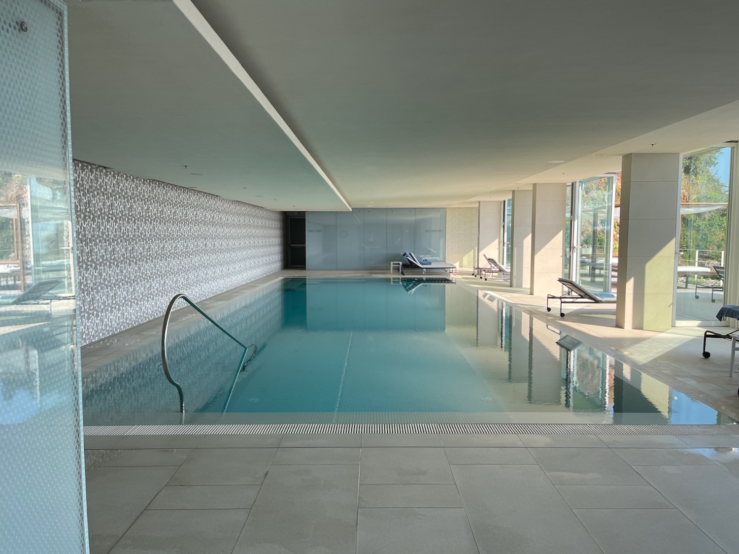 a swimming pool inside a building