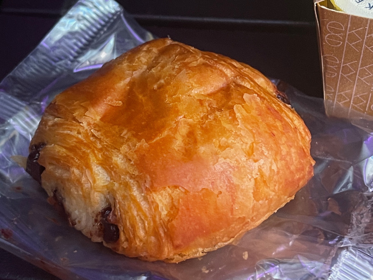 a pastry on a plastic wrap