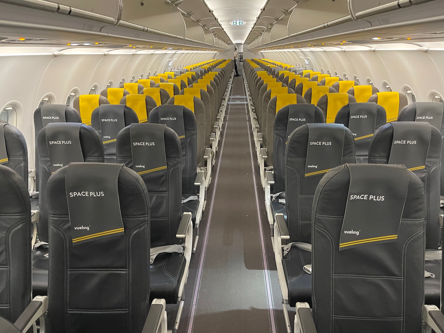 a row of seats in an airplane