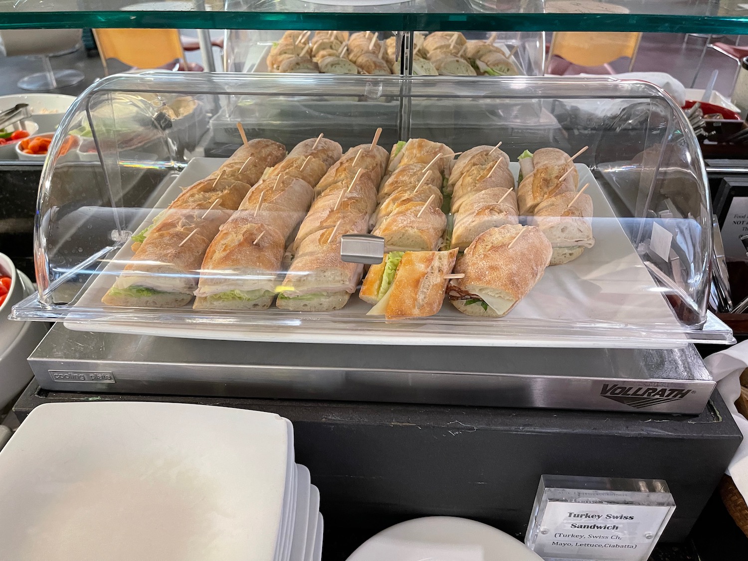 a tray of sandwiches on a counter