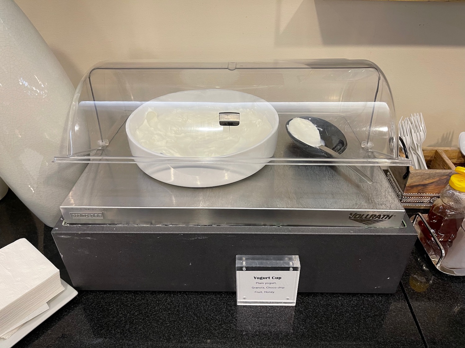 a bowl of yogurt on a counter