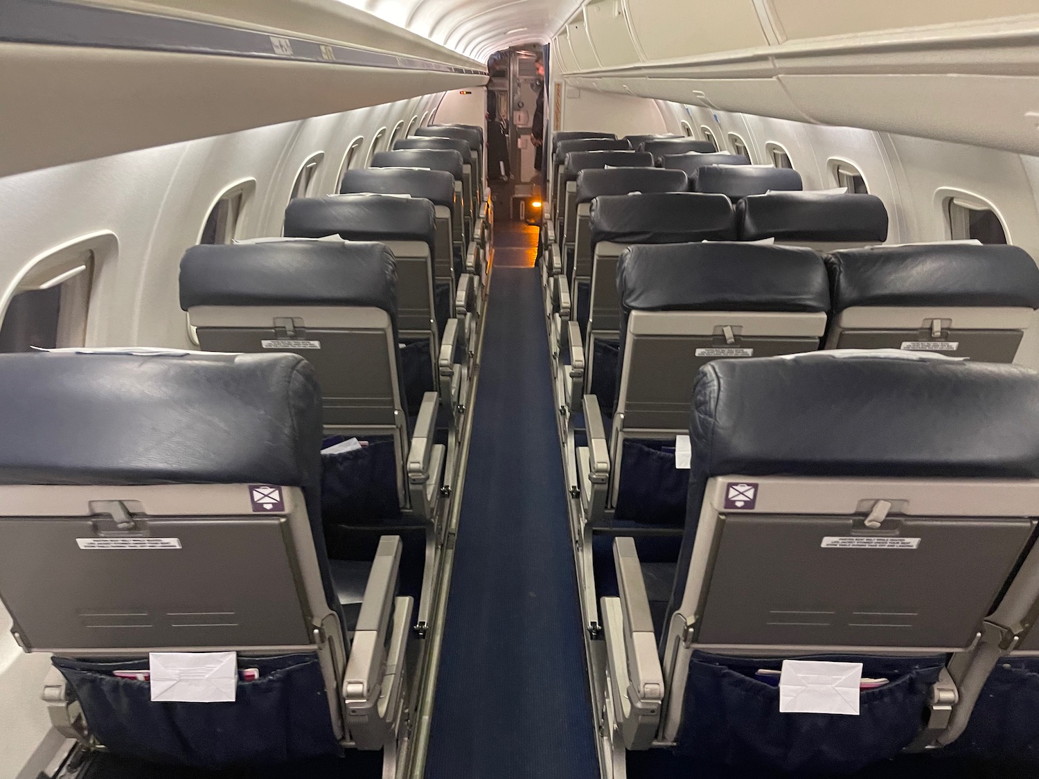 rows of seats in an airplane