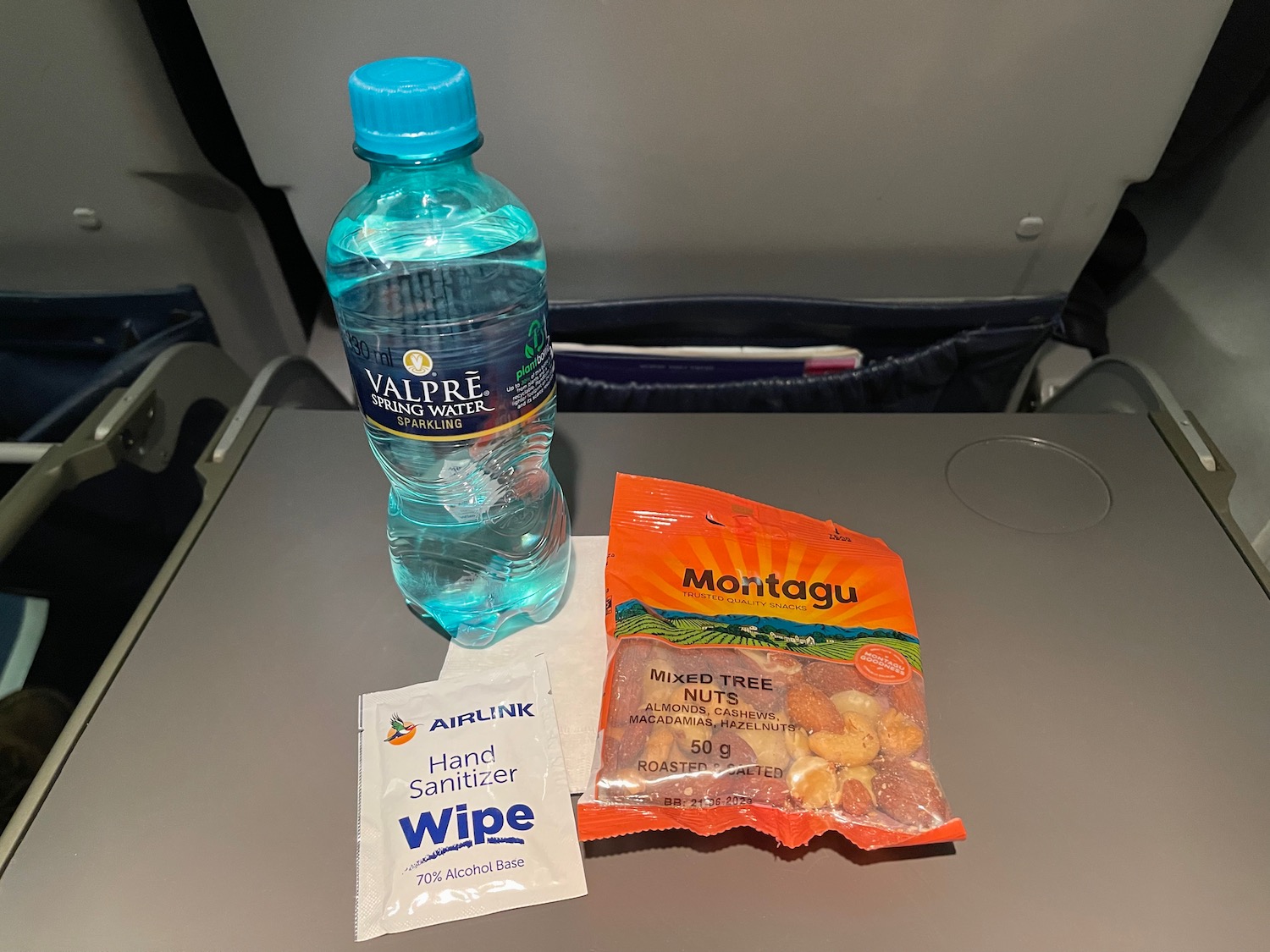 a bottle of water and some food