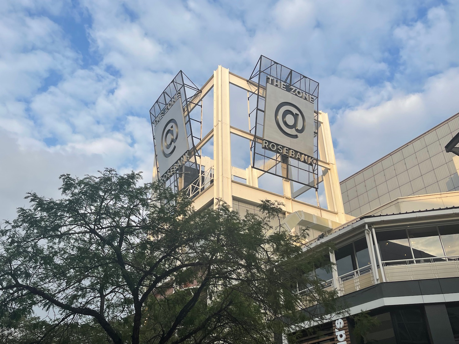 a building with a sign on top