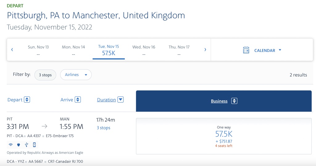 British Airways Pittsburgh-Manchester 57k but so much money