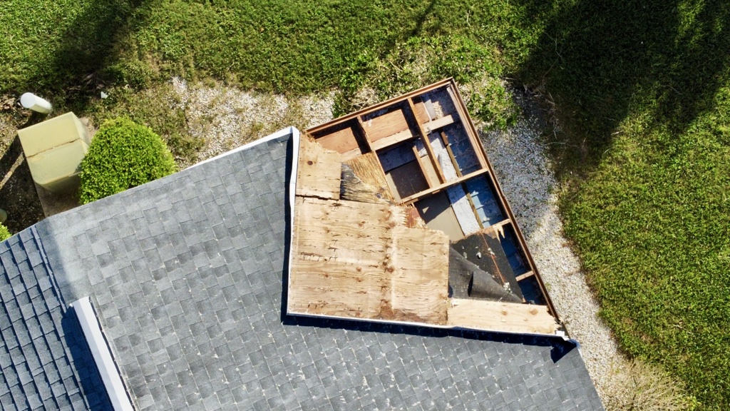 Fort Myers hurricane roof peeled